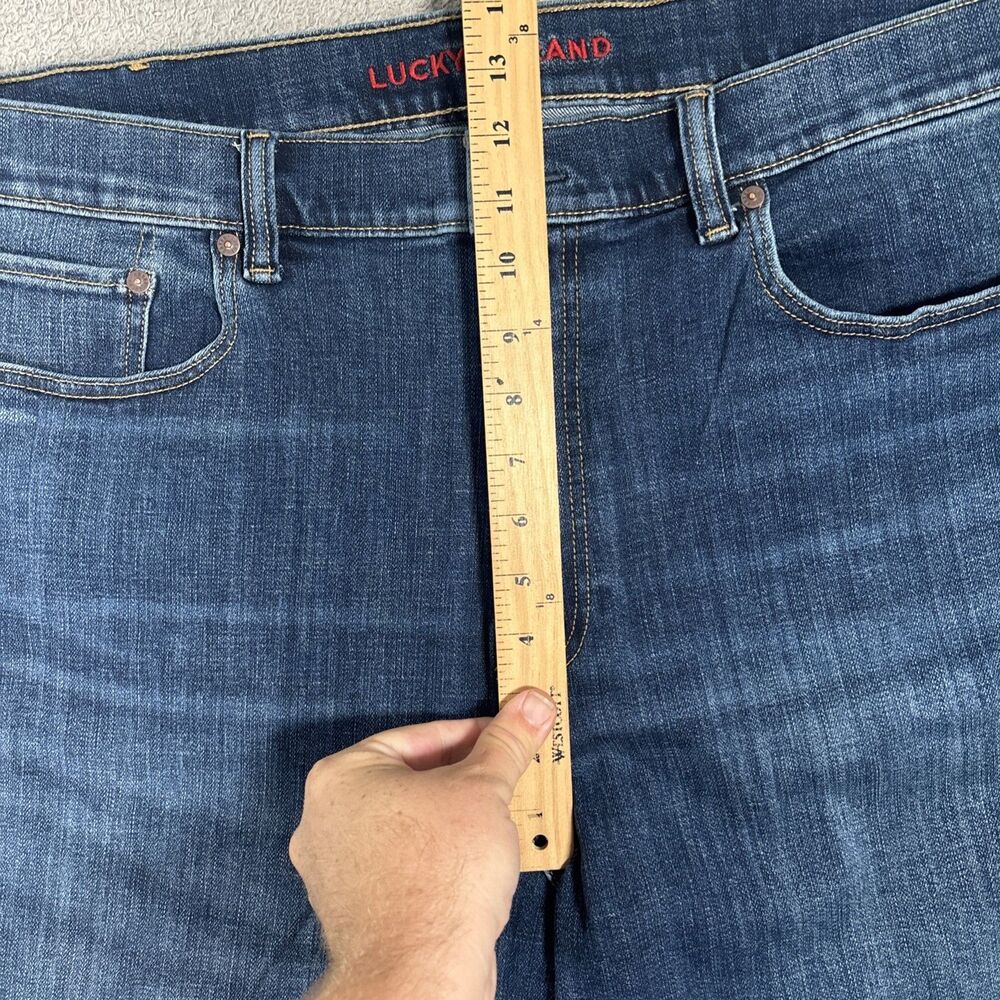 Lucky Brand Jeans Men’s Size 44x31 Athletic Fit Whiskers Grunge Skate Blue Denim - Picture 6 of 16